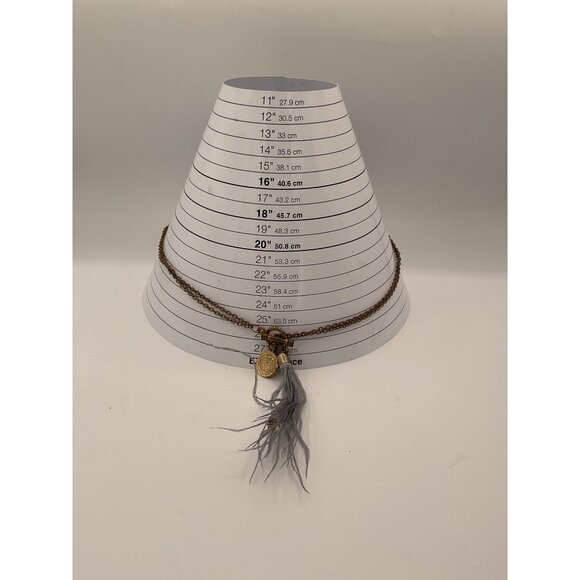 Gold-Tone Chain Necklace With Feather & Coin Pendant - Picture 5 of 5